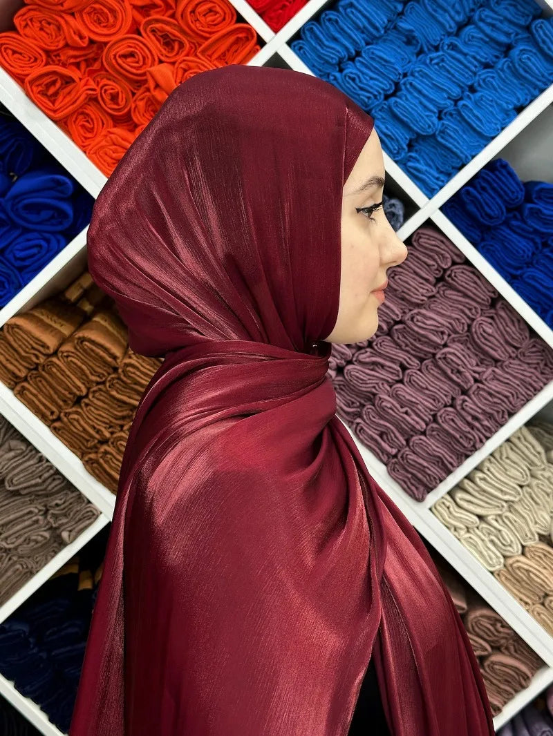 Hijab en Soie Médine Brillant – Satiné Élégant | Nura Chic - nura-chic
