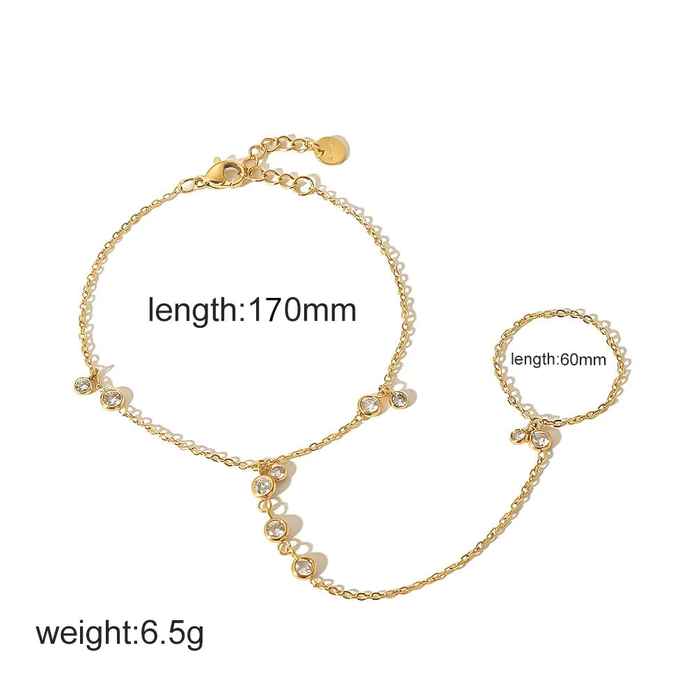 Bracelet Chaîne Main Femme – Plaqué Or 14K & Zircon Cubique - nura-chic