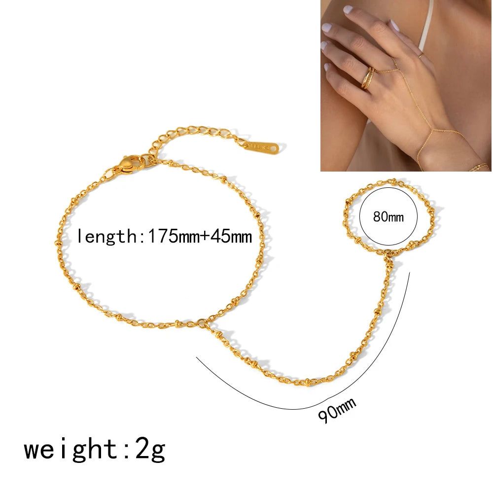 Bracelet Chaîne Main Femme – Plaqué Or 14K & Zircon Cubique - nura-chic