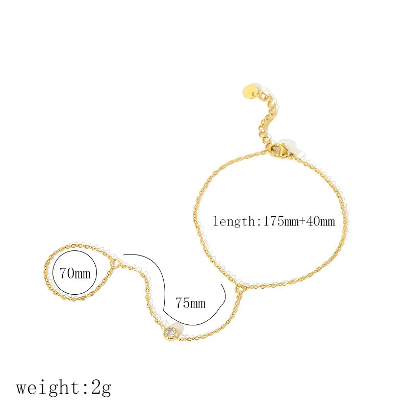 Bracelet Chaîne Main Femme – Plaqué Or 14K & Zircon Cubique - nura-chic