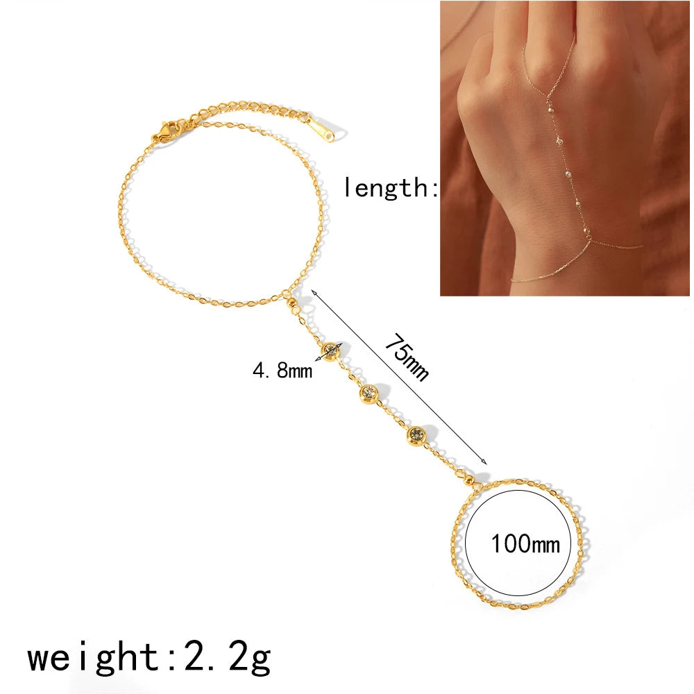 Bracelet Chaîne Main Femme – Plaqué Or 14K & Zircon Cubique - nura-chic